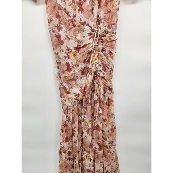 NWT Veronica Beard Floral Short Sleeve Ruffle Mick Maxi Dress Sz 2 Melon #2J421 - Picture 6 of 14
